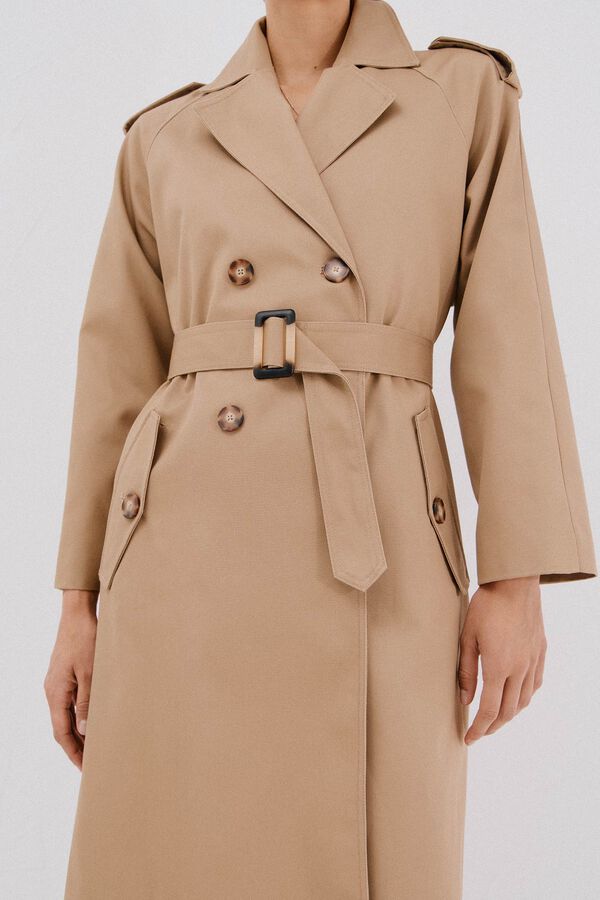 Cortefiel Gabardina larga Beige