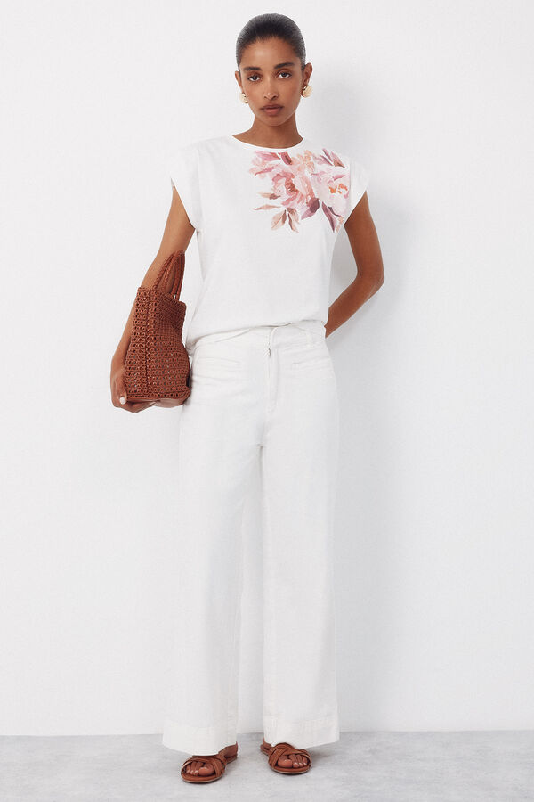 Cortefiel Playera estampada Estampado blanco