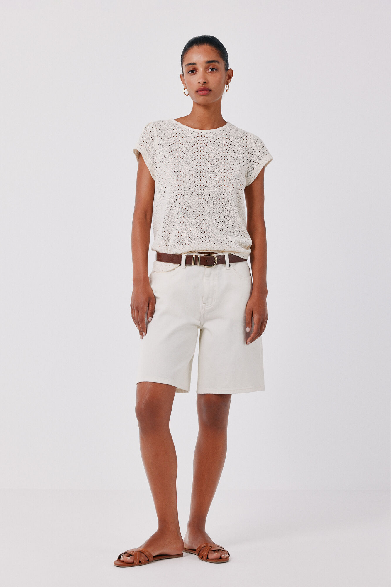 Cortefiel Playera de crochet bordado