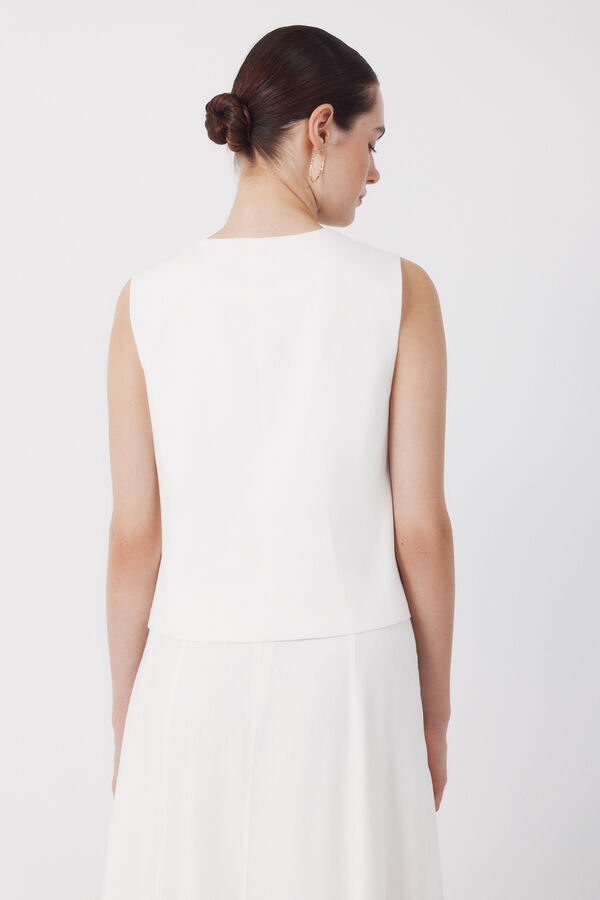 Cortefiel Chaleco sastrero Blanco