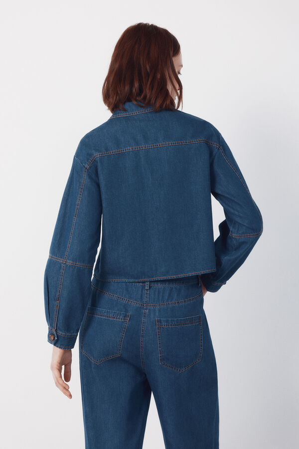 Cortefiel Camisa de mezclilla suave Azul