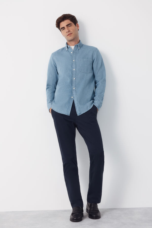 Cortefiel Camisa denim Azul