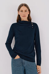 Cortefiel Su&eacute;ter cuello botones Azul marino