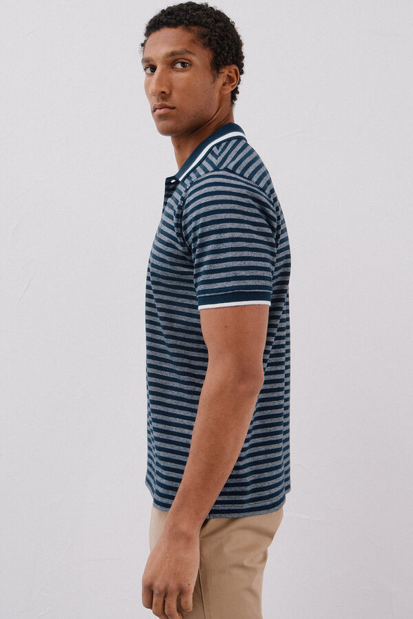 Cortefiel Polo de rayas oxford Azul marino