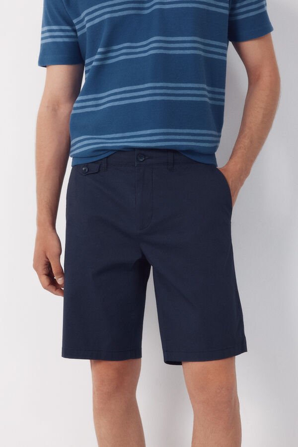 Cortefiel Bermuda chino estampada Azul marino