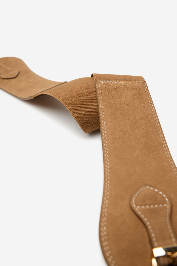 Cortefiel Cintur&oacute;n de serraje con lazo Marr&oacute;n