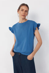 Cortefiel Playera b&aacute;sica con volante Azul
