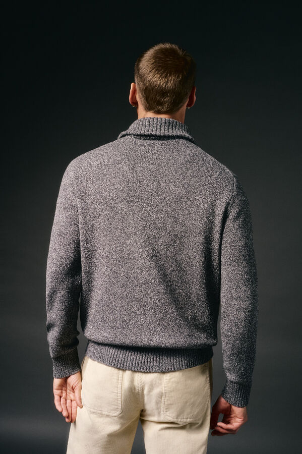 OOTO Jersey cuello polo cremallera algod&oacute;n Gris oscuro