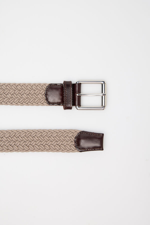 Cortefiel Cintur&oacute;n trenzado el&aacute;stico Camel