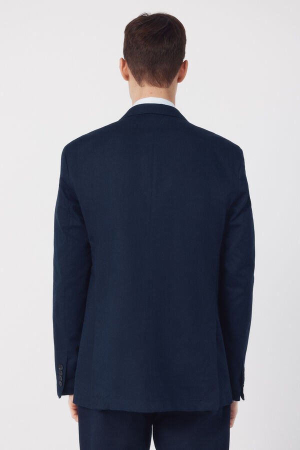 Cortefiel Americana traje coordinada mezcla lino Azul marino