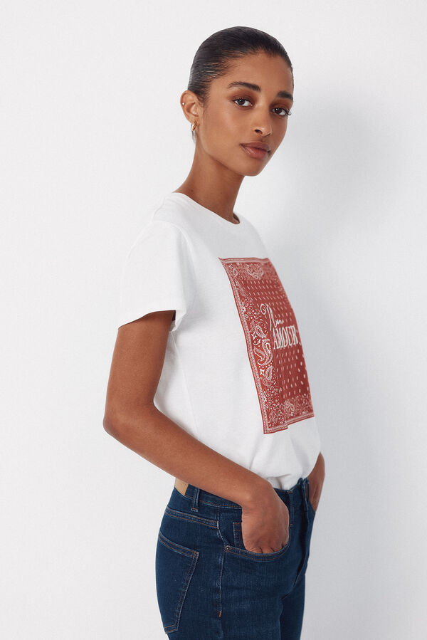 Cortefiel Playera con estampado posicional Rojo