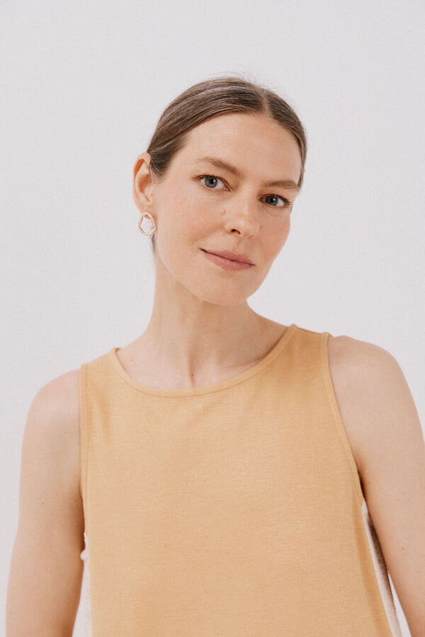 Cortefiel Top con detalle de puntilla de crochet lateral Arena