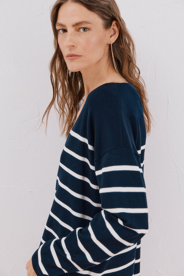 Cortefiel Su&eacute;ter escote en pico Estampado azul