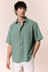 OOTO Camisa lino manga corta Verde