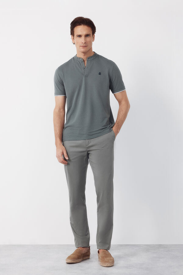 Cortefiel Polo cuello mao Kaki