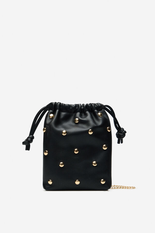 Cortefiel Portacelular saco con tachuelas Negro