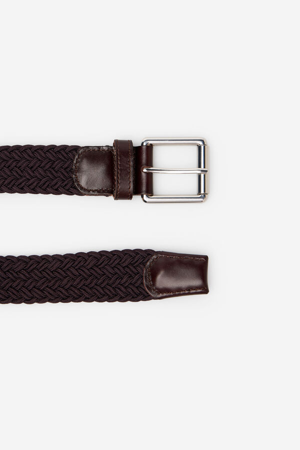 Cortefiel Cintur&oacute;n trenzado el&aacute;stico Marr&oacute;n oscuro