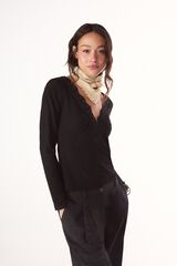 Slowlove Top con estructura y detalle de blonda Negro