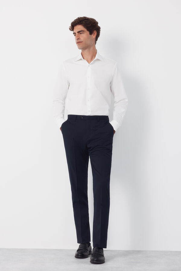 Cortefiel Pantal&oacute;n traje liso coolmax&reg; Azul marino