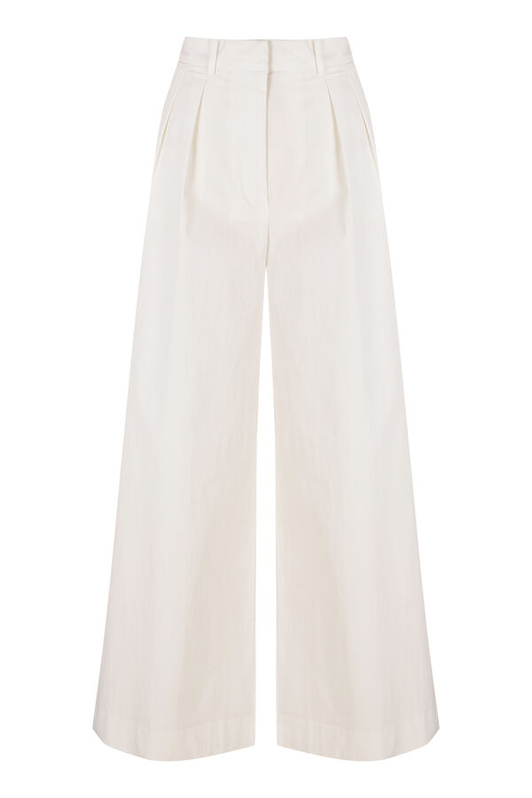 Cortefiel Pantal&oacute;n pinza de algod&oacute;n Marfil