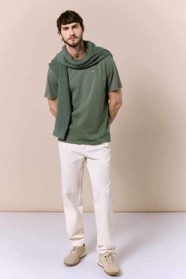 OOTO Camiseta b&aacute;sica lavada Kaki