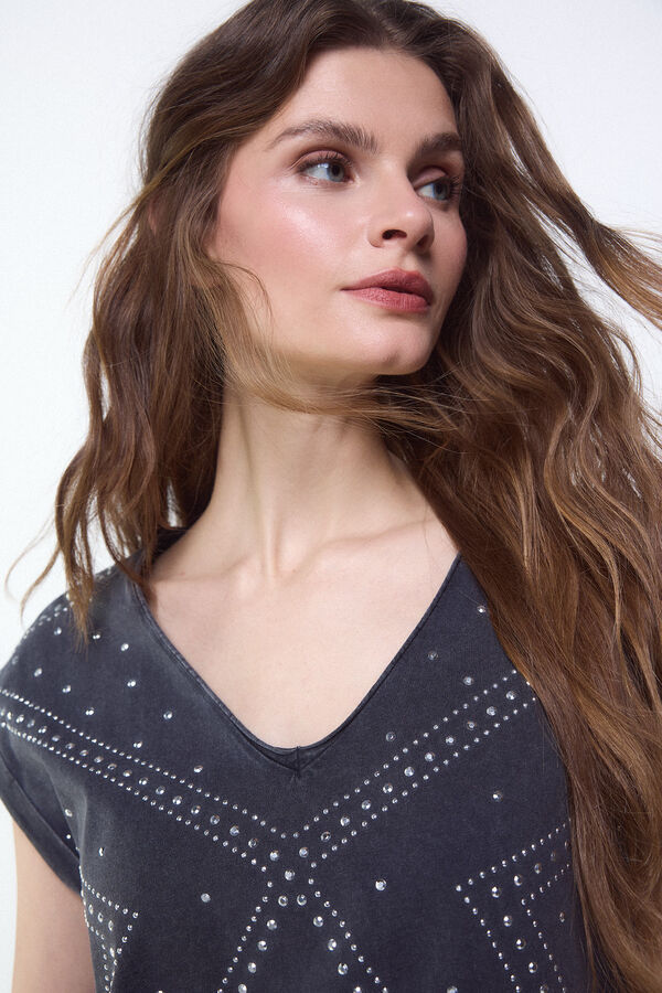 Slowlove Playera con tachas Gris