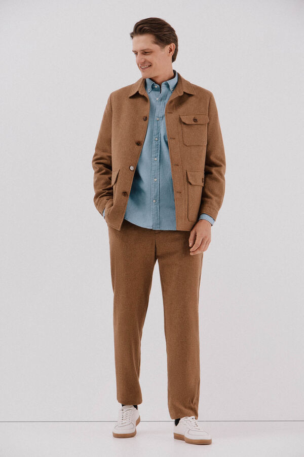 Cortefiel Camisa de mezclilla con bolsillo Azul marino