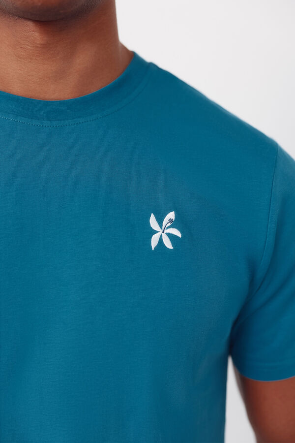 Cortefiel Camiseta bordado Azul