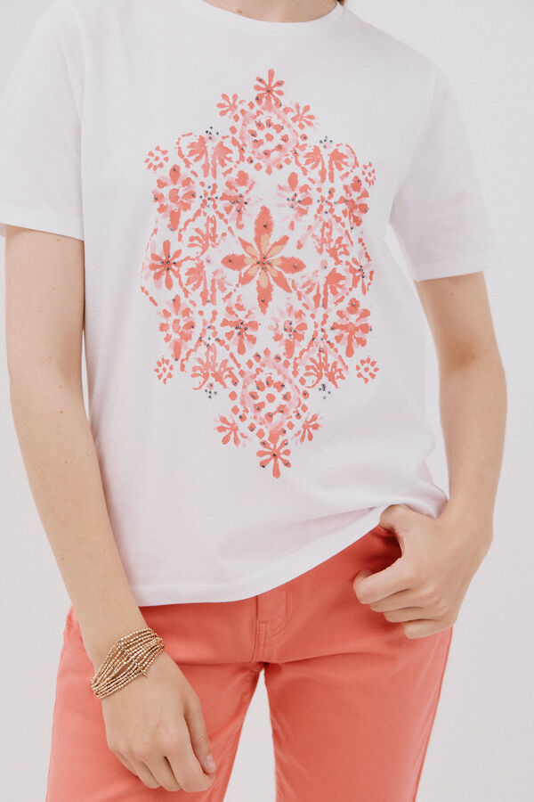 Cortefiel Playera estampado posicional Blanco