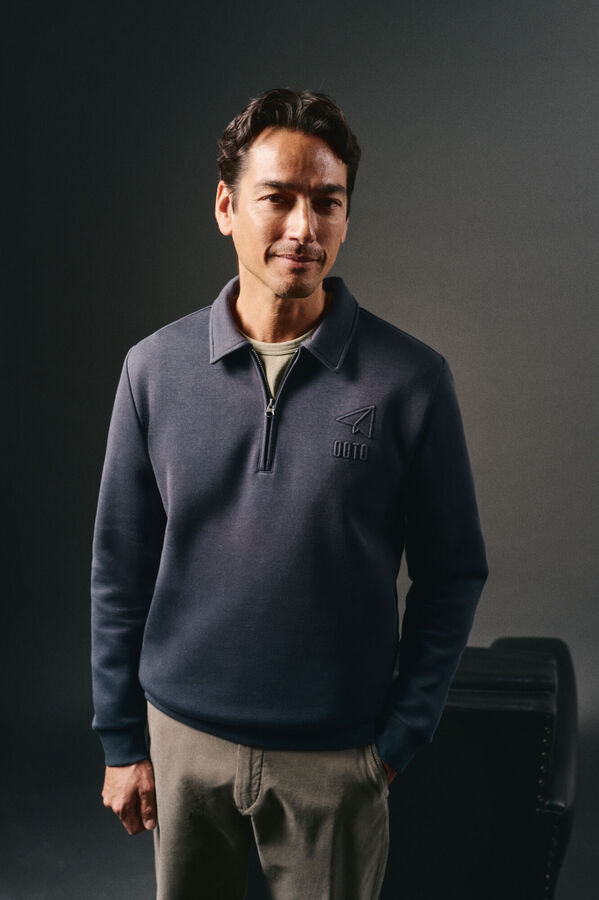 OOTO Sudadera cuello cremallera Azul marino