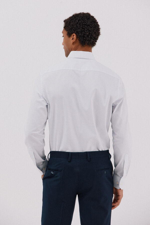 Cortefiel Camisa de vestir a cuadros f&aacute;cil plancha Estampado blanco