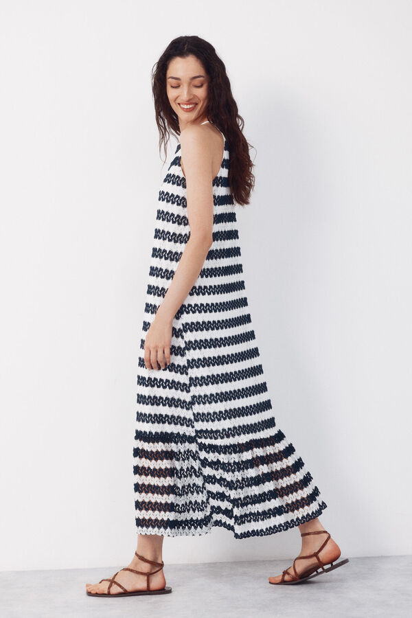 Cortefiel Vestido halter con estructura Estampado azul