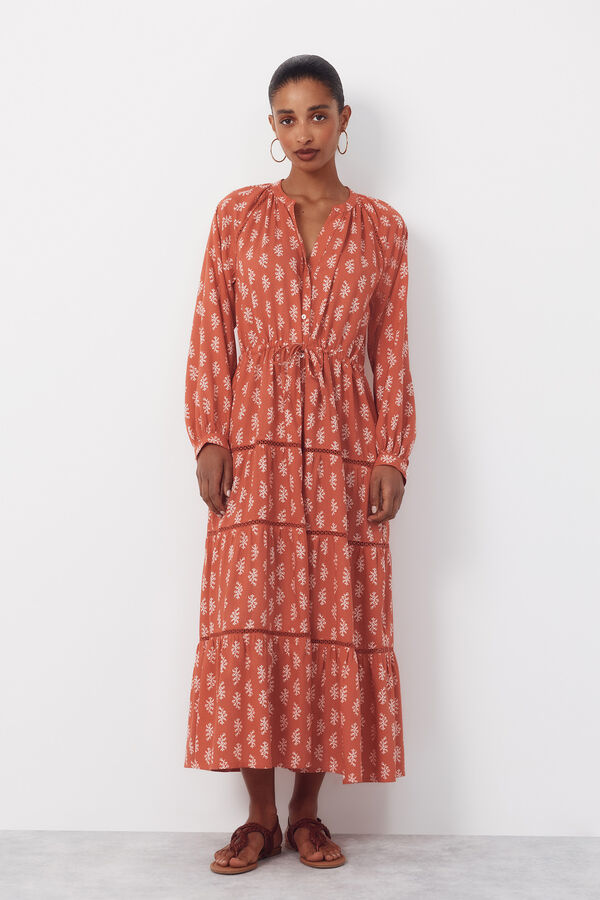 Cortefiel Vestido estampado Estampado beige