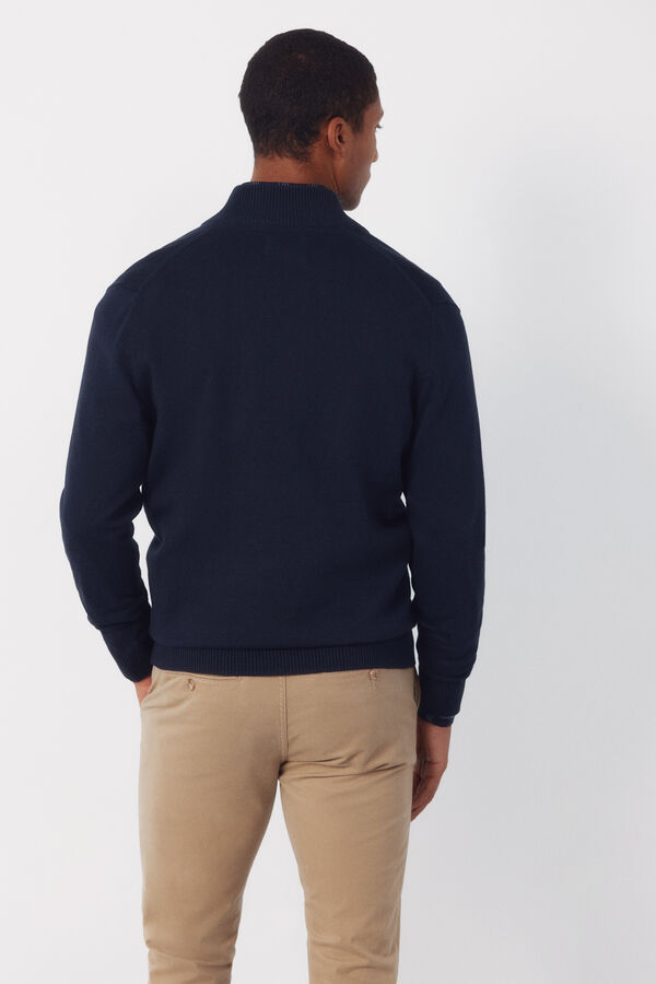 Cortefiel C&aacute;rdigan algod&oacute;n cremallera b&aacute;sico Azul marino