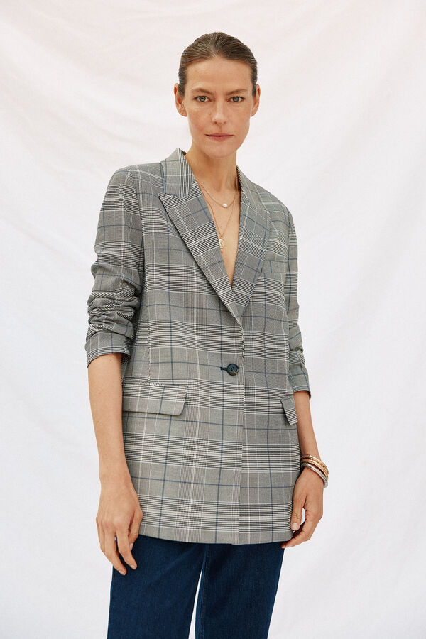 Cortefiel Blazer a cuadros Estampado gris