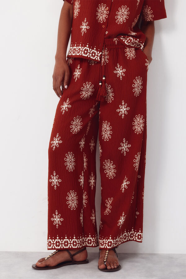 Cortefiel Pantal&oacute;n estampado Rojo