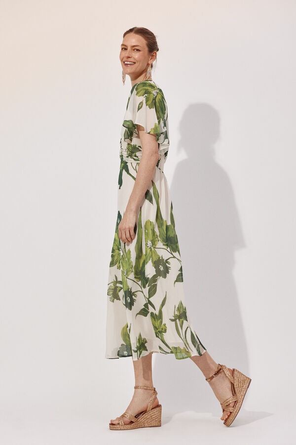Cortefiel Vestido fluido Estampado blanco