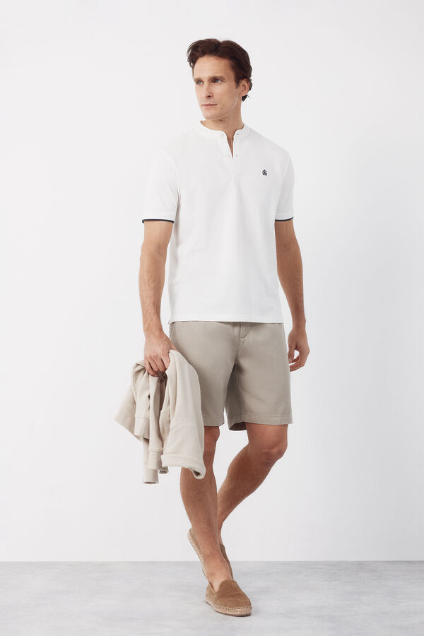 Cortefiel Polo cuello mao Blanco