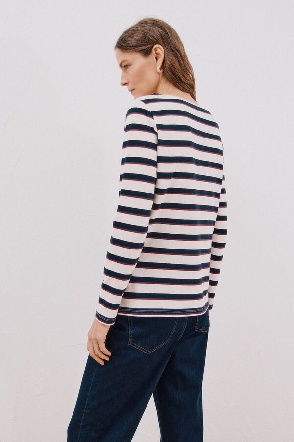 Cortefiel Playera barco botones Estampado azul