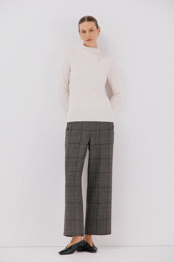 Cortefiel Su&eacute;ter cuello botones Marfil