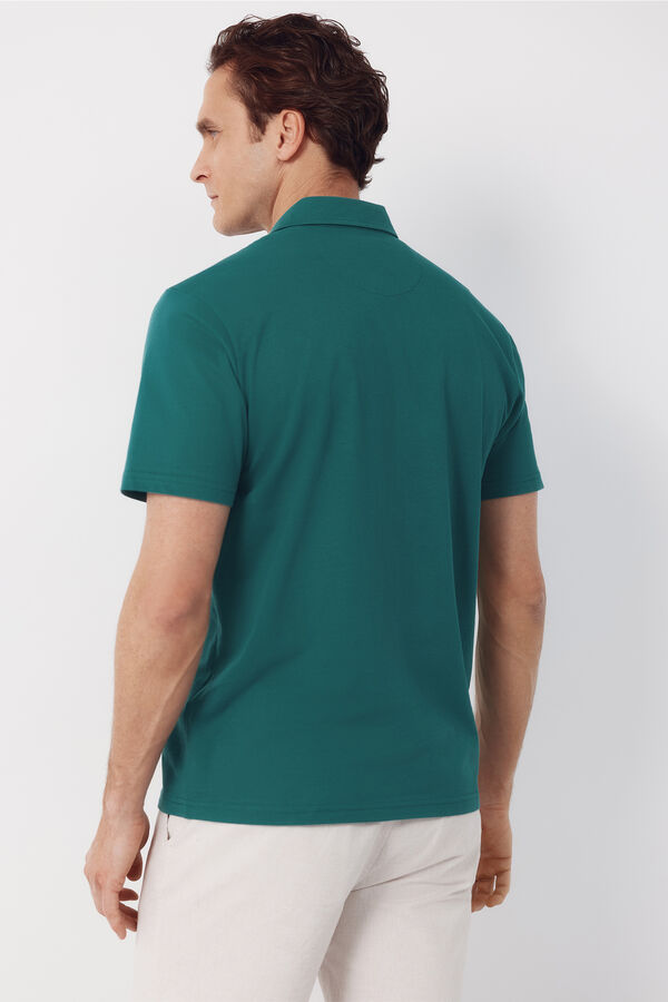 Cortefiel Polo liso bolsillo Verde