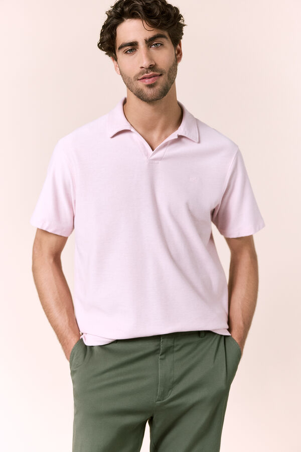 OOTO Polo piqu&eacute; cuello en V Rosa