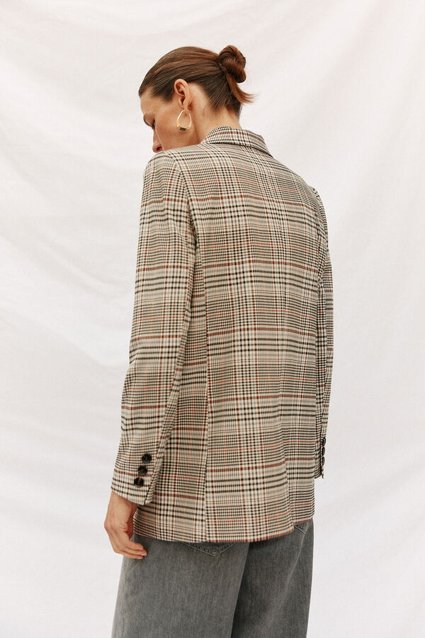 Cortefiel Blazer mujer de tejido a cuadros Multicolor