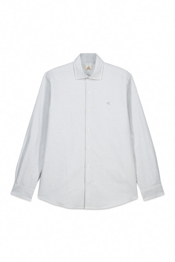 OOTO Camisa oxford raya candela manga larga Kaki