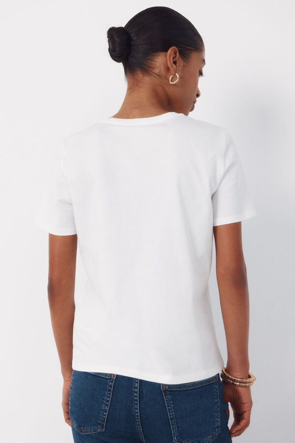Cortefiel Playera estampada Blanco