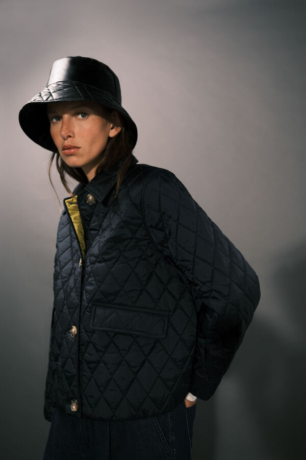 Cortefiel Anorak acolchado con botones Azul marino