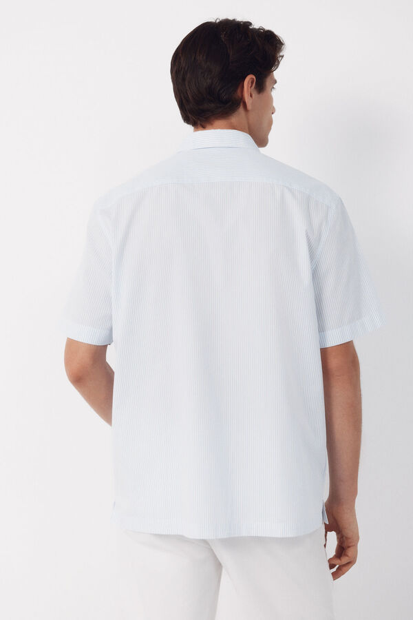 Cortefiel Camisa rayas manga corta Azul