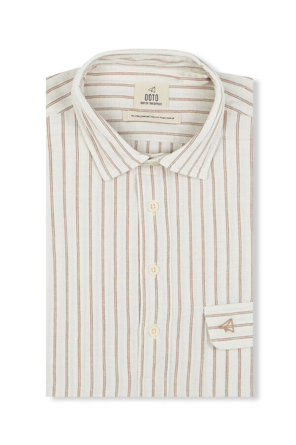 OOTO Polera de algod&oacute;n con lino Marfil