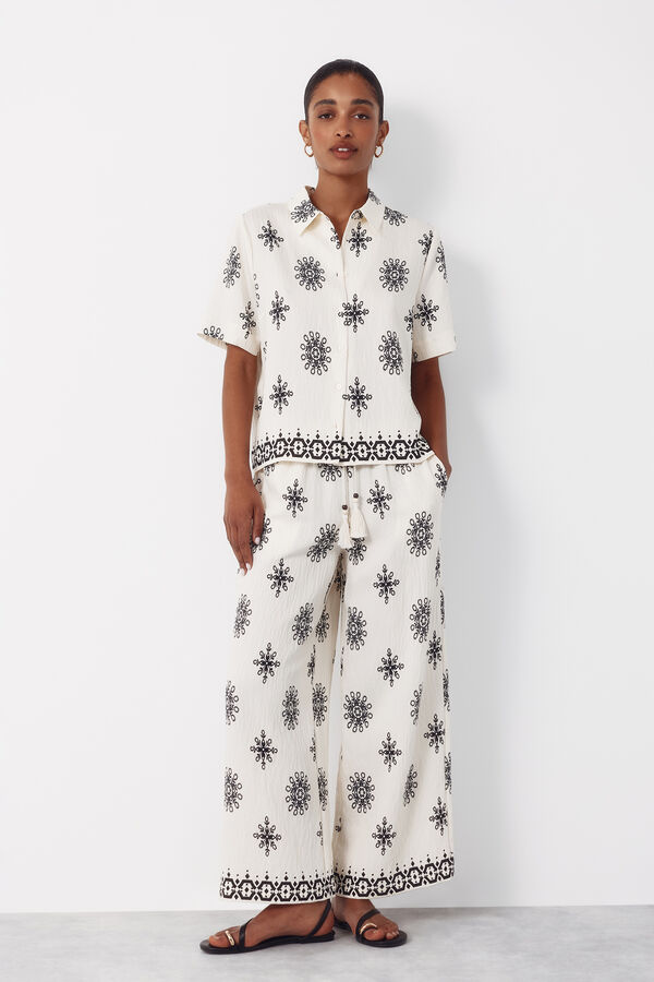 Cortefiel Camisa de manga corta estampada Estampado blanco