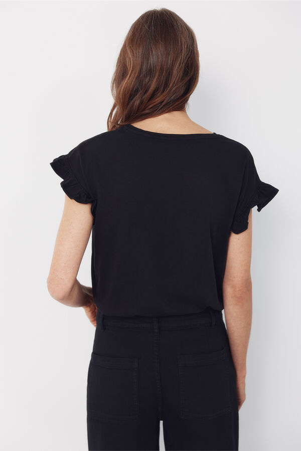 Cortefiel Playera b&aacute;sica con volante Negro